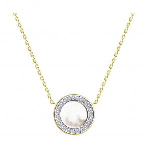 Колье из лимонного золота SOKOLOV с фианитом и перламутром 770421-2 фото