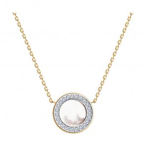 Золотое колье SOKOLOV с фианитом и перламутром 770421 фото