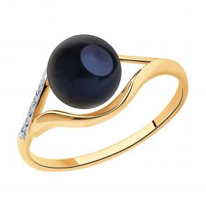 Золотое кольцо SOKOLOV с фианитом и жемчугом 791245 фото