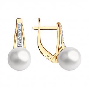 Золотые серьги SOKOLOV с фианитом и жемчугом 792355 фото