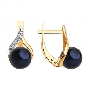 Золотые серьги SOKOLOV с фианитом и жемчугом 792398 фото