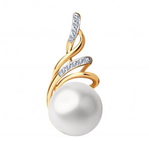 Золотая подвеска SOKOLOV с фианитом и жемчугом 793152 фото