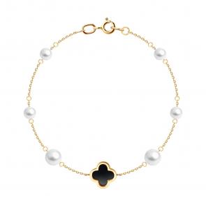 Золотой браслет SOKOLOV с агатом и жемчугом 795074 фото