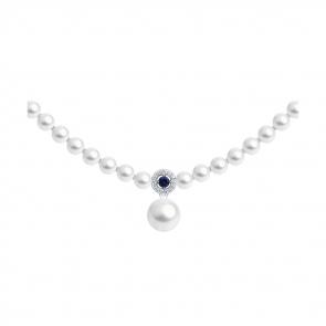 Колье из белого золота SOKOLOV с фианитом, сапфировым корундом и жемчугом 797000-3 фото