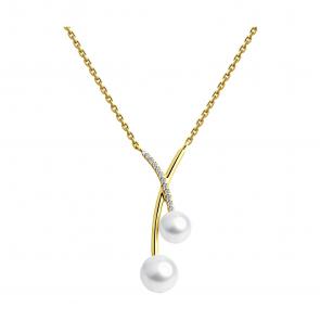 Колье из лимонного золота SOKOLOV с фианитом и жемчугом 797036-2 фото