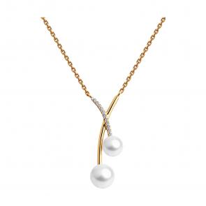 Золотое колье SOKOLOV с фианитом и жемчугом 797036 фото
