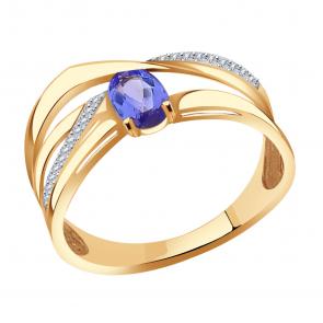 Золотое кольцо Александра с бриллиантом и танзанитом 8011678ск фото