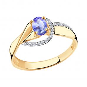 Золотое кольцо Александра с бриллиантом и танзанитом 8012107ск фото