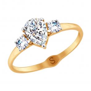 Золотое кольцо SOKOLOV с Swarovski 81010410 фото