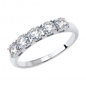 Кольцо из белого золота SOKOLOV с Swarovski 81010444-3 фото