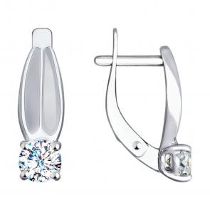 Серьги из белого золота SOKOLOV с Swarovski 81020379 фото