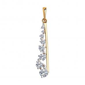 Золотая подвеска SOKOLOV с фианитом и Swarovski 81030152 фото