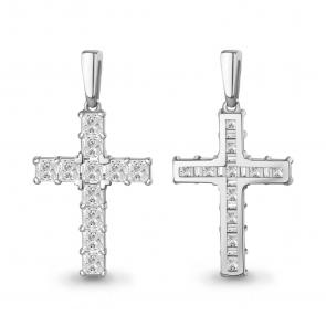 Подвеска из белого золота AQUAMARINE с бриллиантом выращенным 820005 фото