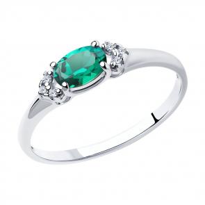 Серебряное кольцо SOKOLOV с фианитом и гидротермальным изумрудом 82010008 фото