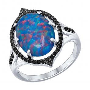 Серебряное кольцо SOKOLOV с фианитом и опалом 83010006 фото