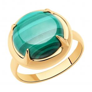 Кольцо из золочёного серебра SOKOLOV с малахитом 83010063 фото