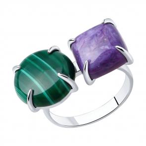 Серебряное кольцо SOKOLOV с малахитом и опалом 83010067 фото