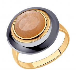 Кольцо из золочёного серебра SOKOLOV с лунным камнем 83010114 фото