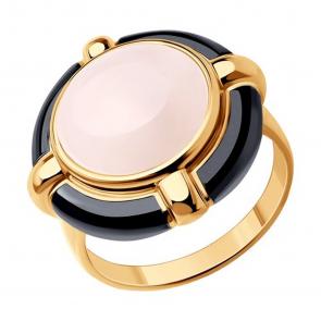 Кольцо из золочёного серебра SOKOLOV с кварцем 83010137 фото