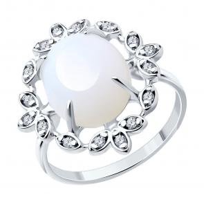 Серебряное кольцо SOKOLOV с фианитом и опалом 83010160-91 фото