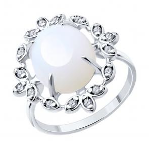 Серебряное кольцо SOKOLOV с фианитом и опалом 83010160 фото