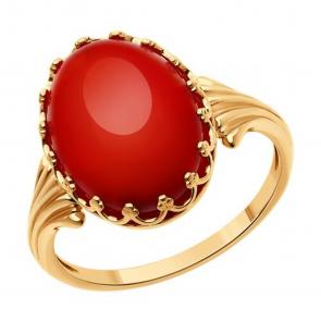 Кольцо из золочёного серебра SOKOLOV с кораллом 83010210 фото