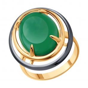 Кольцо из золочёного серебра SOKOLOV с жадеитом 83010250 фото