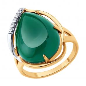 Серебряное кольцо SOKOLOV с фианитом и агатом 83010262 фото