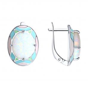 Серебряные серьги SOKOLOV с опалом и эмалью 83020039 фото