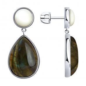 Серебряные серьги SOKOLOV с перламутром и лабрадоритом 83020135 фото