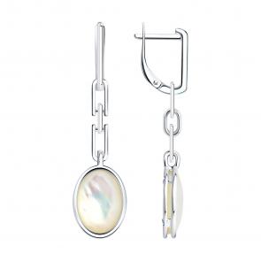 Серебряные серьги-трансформеры SOKOLOV с перламутром 83020274 фото