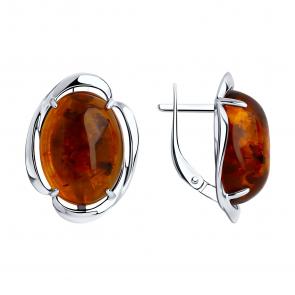 Серебряные серьги SOKOLOV с янтарём 83020315 фото