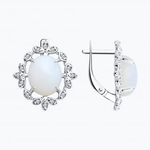 Серебряные серьги SOKOLOV с фианитом и опалом 83020316 фото