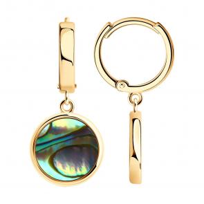 Серьги из золочёного серебра SOKOLOV с перламутром 83020321 фото