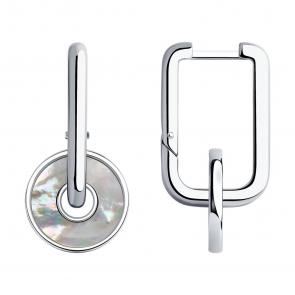 Серебряные серьги-трансформеры SOKOLOV с перламутром 83020342 фото