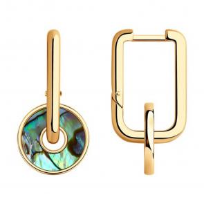 Серьги-трансформеры из золоченого серебра SOKOLOV с перламутром 83020343 фото