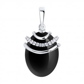 Серебряная подвеска SOKOLOV с фианитом и агатом 83030037 фото