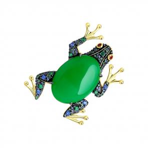 Брошь из лимонного серебра SOKOLOV с фианитом, кварцем и рубиновым корундом 83040023 фото