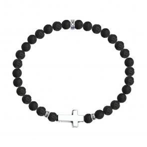 Серебряный браслет-крест с вулканической лавой 83050031-91 фото