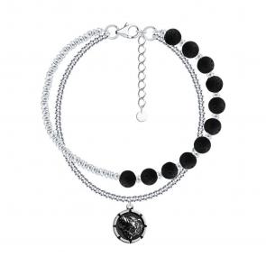 Серебряный браслет SOKOLOV с вулканической лавой и гематитом 83050071 фото