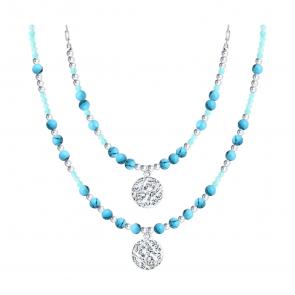 Серебряное колье SOKOLOV с бирюзой и амазонитом 83070075 фото