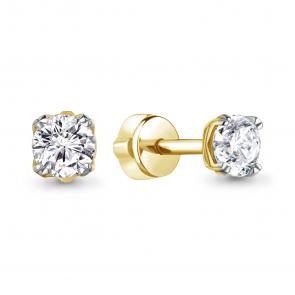 Серьги из лимонного золота AQUAMARINE с бриллиантом выращенным 840051ж фото