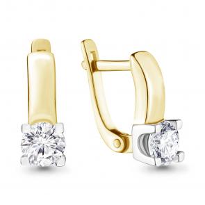 Серьги из лимонного золота AQUAMARINE с бриллиантом выращенным 840052ж фото