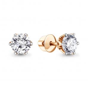 Золотые серьги AQUAMARINE с бриллиантом выращенным 840078 фото