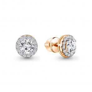 Золотые серьги AQUAMARINE с бриллиантом выращенным 840092 фото