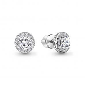 Серьги из белого золота AQUAMARINE с бриллиантом выращенным 840092б фото