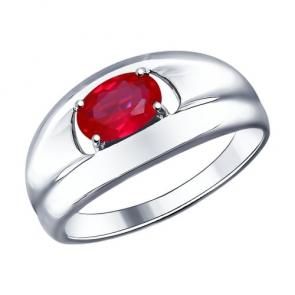 Серебряное кольцо SOKOLOV с рубиновым корундом 84010012 фото