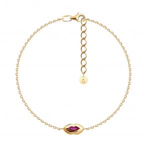 Браслет из золочёного серебра SOKOLOV с рубиновым корундом 84050001 фото