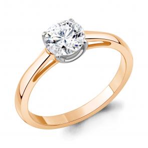 Золотое кольцо AQUAMARINE с бриллиантом выращенным 860123 фото