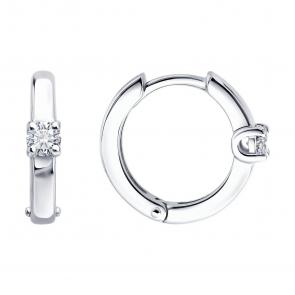 Серебряные серьги SOKOLOV с бриллиантом выращенным 86020013 фото